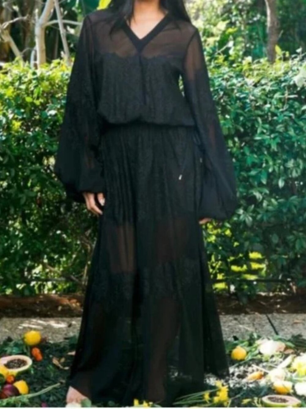 Hah Hot As Hell Royal Hahness Long Sleeve Sheer Lace Maxi Mesh Dress Goth M/L - Picture 2 of 7